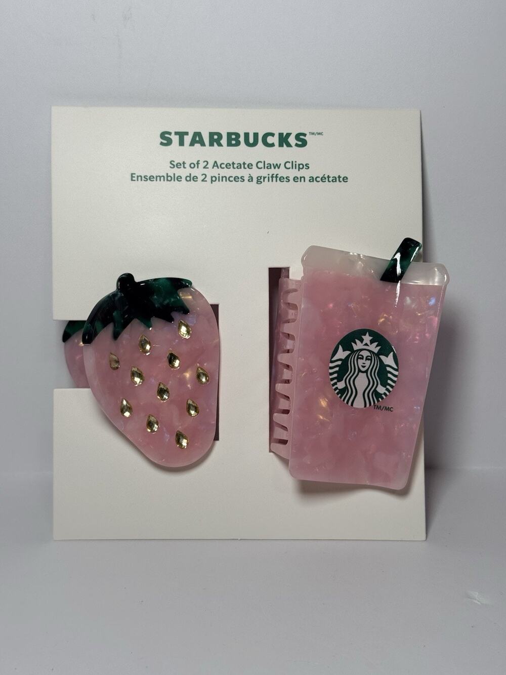 Starbucks 2026 Limited Edition PINK VIBES PINK DRINK Hair Clips Claw Clips NWT